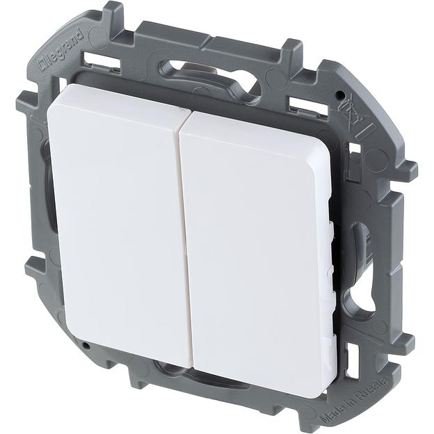 Legrand 673620 Выключатель двухклавишный - INSPIRIA - 10 AX - 250 В~ - белый фото 3