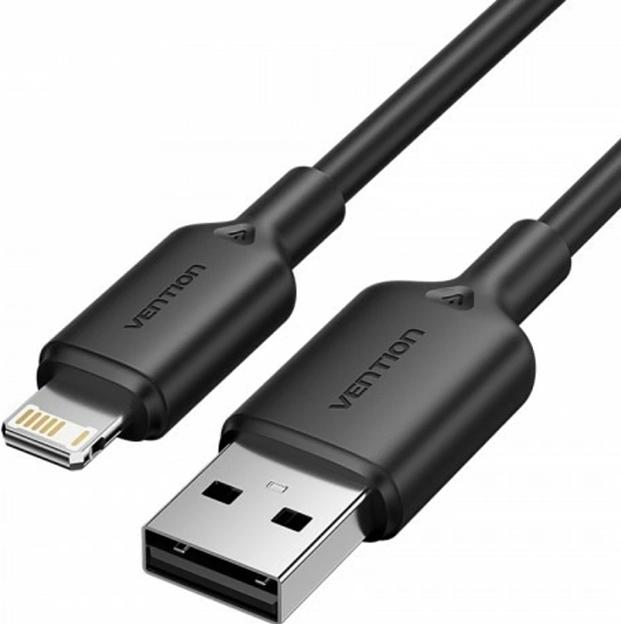 Кабель Vention USB 2.0 AM/Lightning 8M для iPad/iPhone 2.4A Черный Vention LAMBF фото 1
