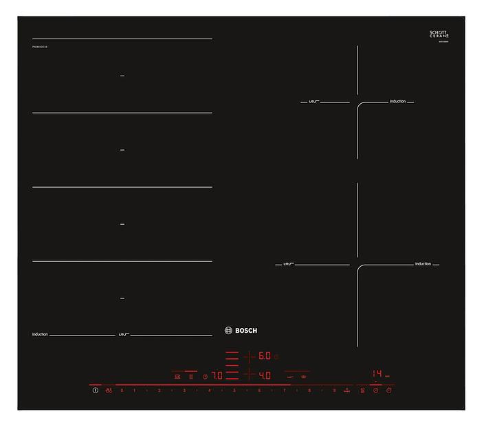 Индукционная варочная поверхность Bosch PXE601DC1E черный фото 1