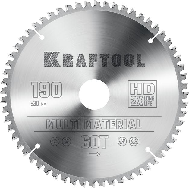 KRAFTOOL Multi Material, 190 х 30 мм, 60Т, пильный диск по алюминию (36953-190-30) фото 1