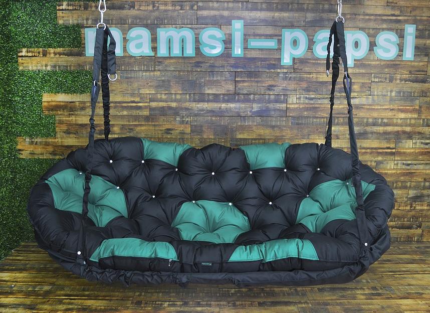 Подвесной диван «Ромбы» черный и изумрудный фото 3