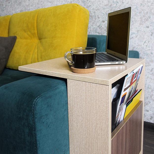 Столик журнальный придиванный Wood&Stone «Малави» дуб поненте 42×42×65 см фото 2