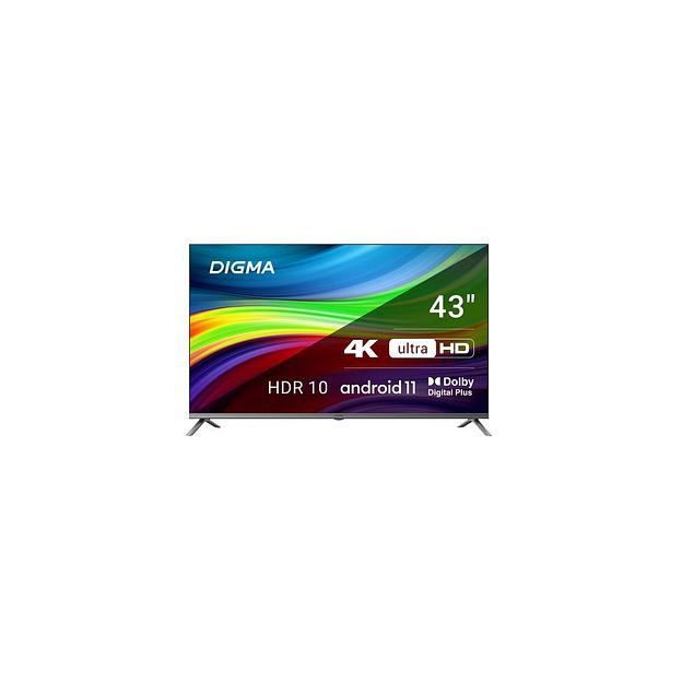 43" Телевизор Digma DM-LED43UBB41, 4K Ultra HD, темно-серебристый, СМАРТ ТВ, Android фото 1
