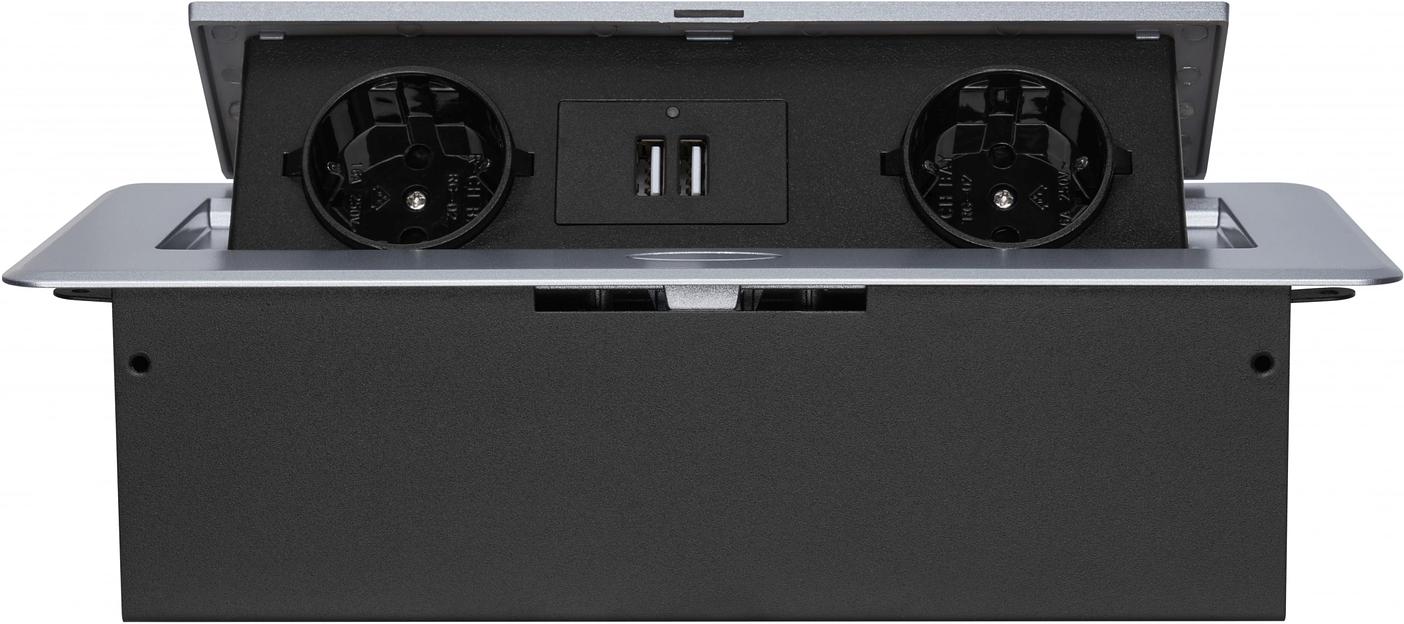 Розетка Cactus CS-SOCKET-EU/USBA-GY для столешницы серый фото 4