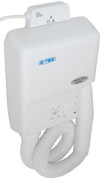 Фен настенный со шлангом G-teq 8721, 900 Вт, 0,9 кВт, 15 м/с, пластик белый с дополнительной розеткой фото 3