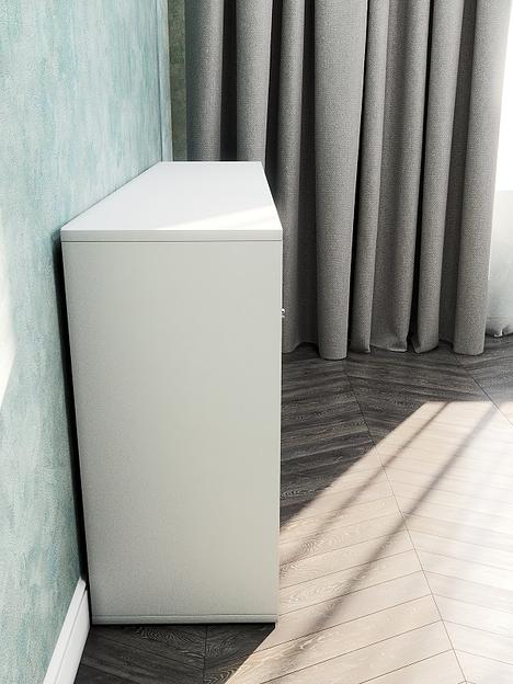 Стеллаж горизонтальный 8-секционный с дверцами Wood&Stone «Малави» 320 белый 136×34.5×69.3 см фото 10