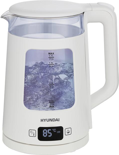 Чайник электрический Hyundai HYK-G9407 1.7л. 2200Вт белый корпус: стекло фото 1
