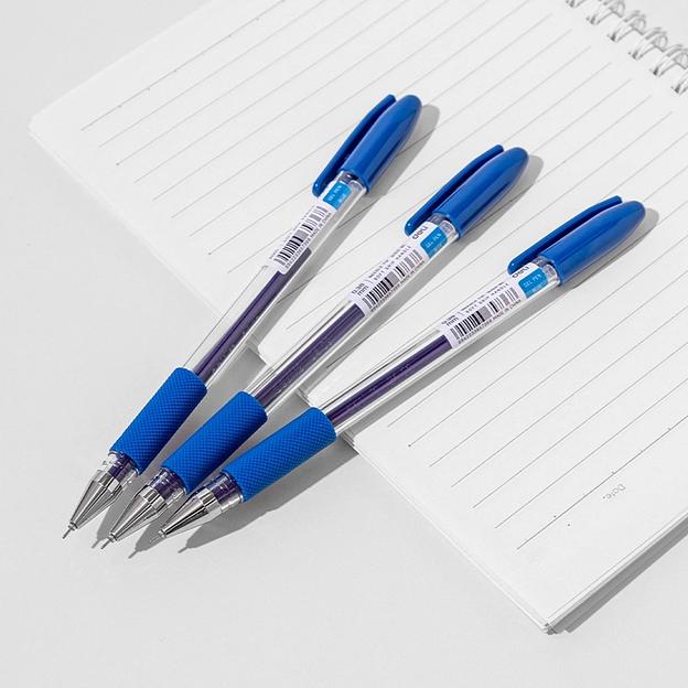 Ручка гелев. Deli EG150-BL прозрачный d=0.38мм син. черн. игловидный пиш. наконечник резин. манжета фото 4