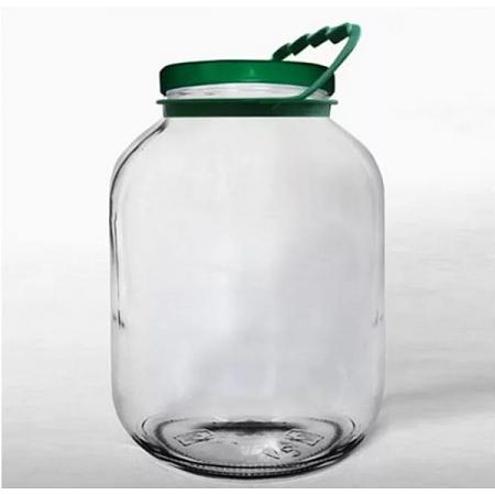 Банка стеклянная 5л винт в комплекте с крышкой и ручкой, мерной шкалой фото 1