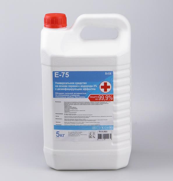 Средство на основе перекиси водорода 3% с дез. эффектом E-75 5кг фото 1