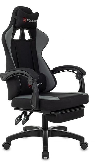 Кресло игровое Zombie Weaver черный/серый с подголов. крестов. пластик подст.для ног пластик черный фото 1