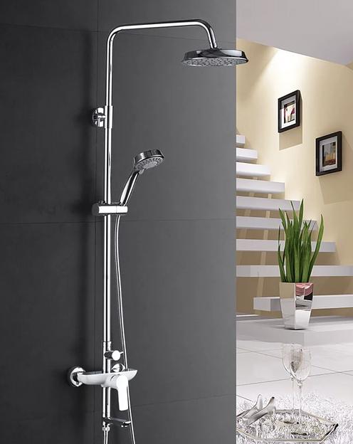 Смеситель с тропическим душем, душевая система K19015W Gerhans, белый-хром, опт фото 1