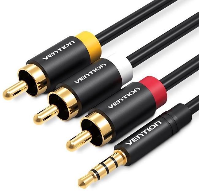 Кабель Vention аудио Jack 3,5 mm M/3RCA M - 1.5м Чёрный Vention VAB-R07-B150 Jack 3,5 mm M / 3RCA M фото 1