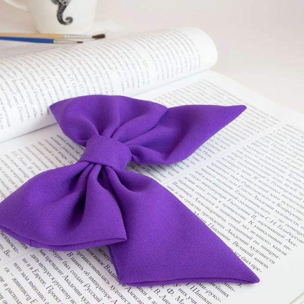 Заколка для волос Casanda Hey «Бантик» ярко фиолетовый, опт фото 3