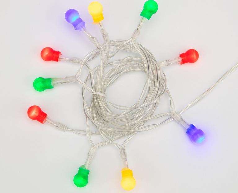 NEON-NIGHT 303-092 Гирлянда светодиодная «Шарики» 1.5 м, 10 LED, прозрачный ПВХ, цвет свечения мультиколор, 2 х АА (батарейки не в комплекте) фото 2