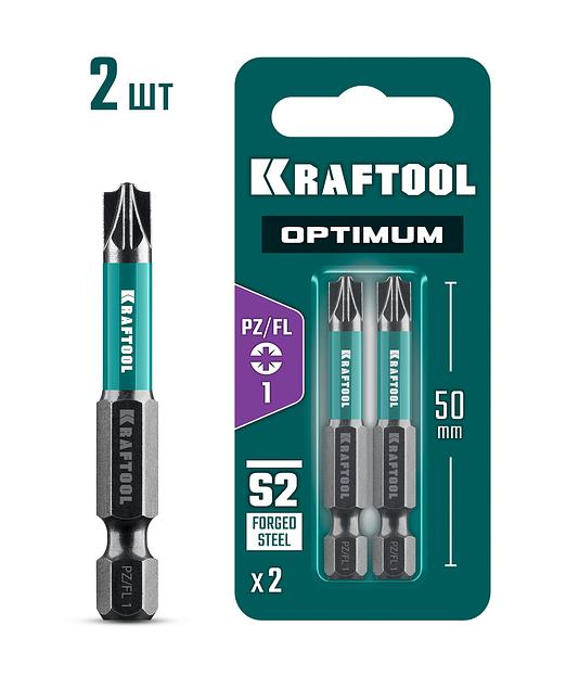 KRAFTOOL OPTIMUM PZ/FL 1, 50 мм, 2 шт, биты (261241-1-50-2) фото 1