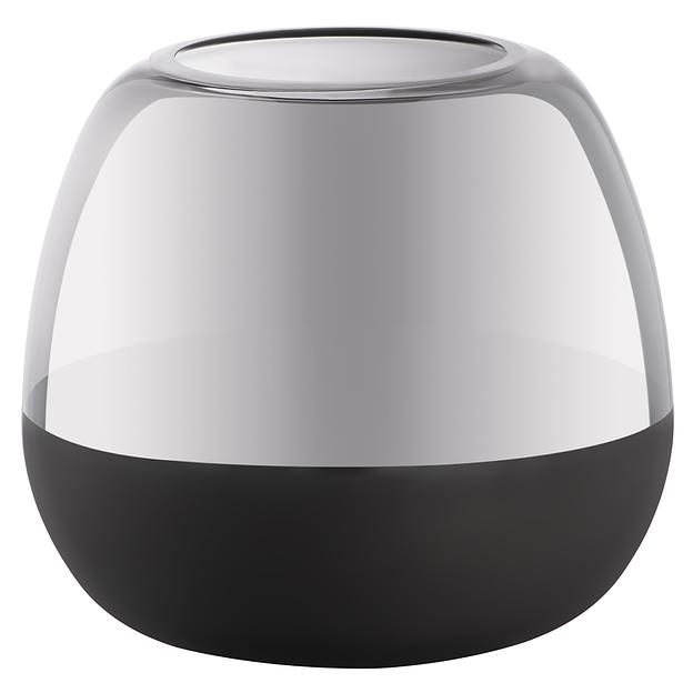 Декоративная ваза из стекла с напылением, Д240 Ш240 В230, серо-черный фото 1