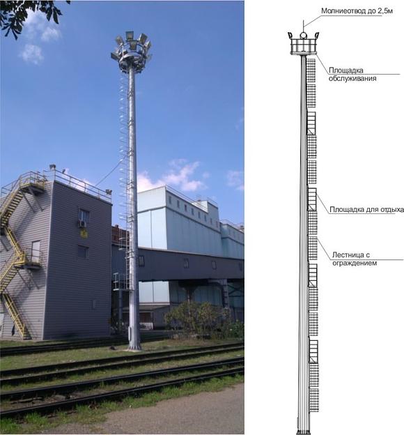 Прожекторные мачты со стационарной короной ВМОН-11 фото 1