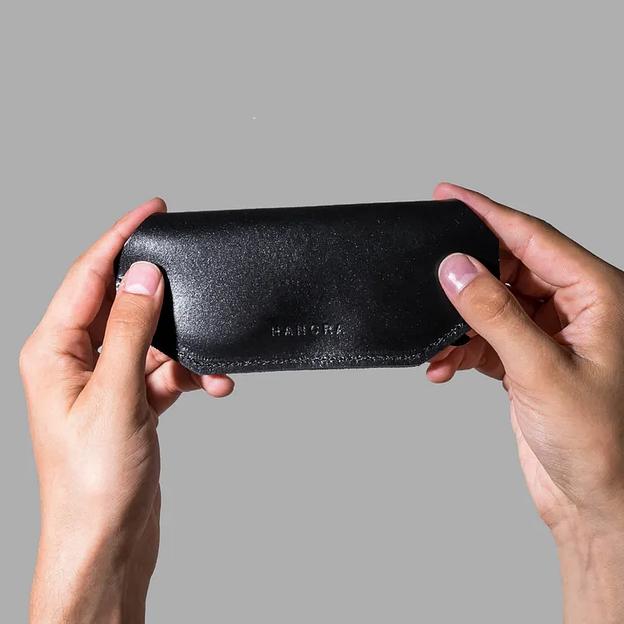 Футляр-чехол для очков из натуральной кожи Hancra, черный, опт фото 3