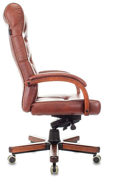 Кресло руководителя Бюрократ T-9928WALNUT светло-коричневый Leather Eichel кожа крестов. металл/дерево фото 3
