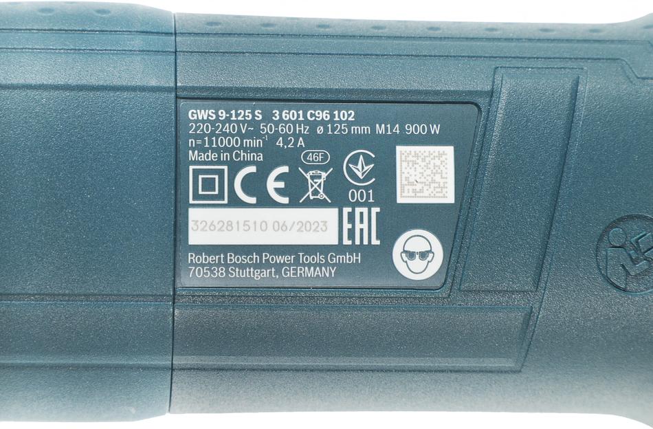 Углошлифовальная машина Bosch GWS 9-125 S 900Вт 11000об/мин рез.шпин.:M14 d=125мм (0601396102) фото 8