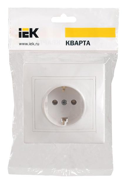 Розетка силовая IEK Кварта (ERK14-K01-16-DM) скрыт. зазем. IP20 белый (упак.:1шт) фото 2