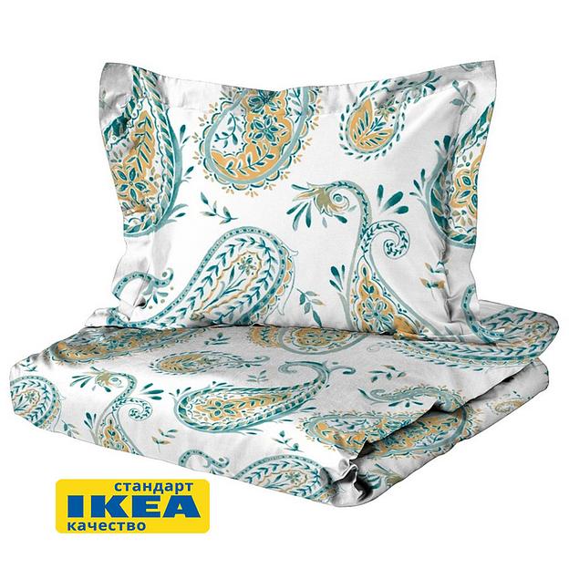 Пододеяльник евро, 2 наволочки ПЕЙСЛИ 200x200/50x70, индийский огурец, сатин, лиоцелл KL-60353290 фото 1