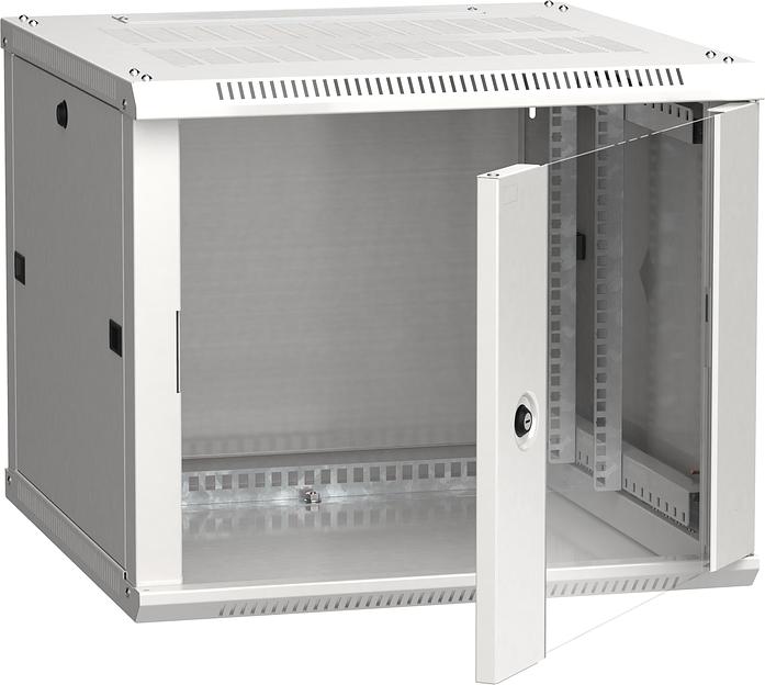 Шкаф коммутационный ITK (LWR3-09U66-GF) 9U 600x600мм пер.дв.стекл 2 бок.пан. 90кг серый фото 1