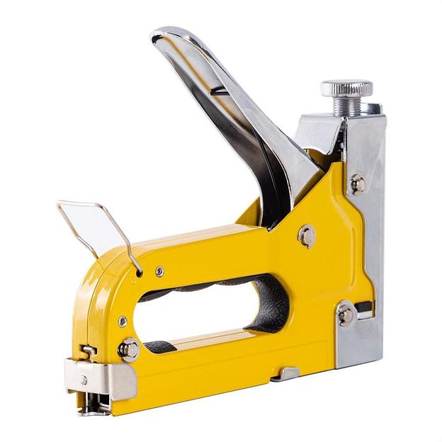 Степлеры, пистолеты, заклепочники Deli Мебельный степлер Deli DL1313 3-в-1. Для скоб 4-14мм D/U/T-типов. 0,6 кг. Полностью стальная конструкция фото 2