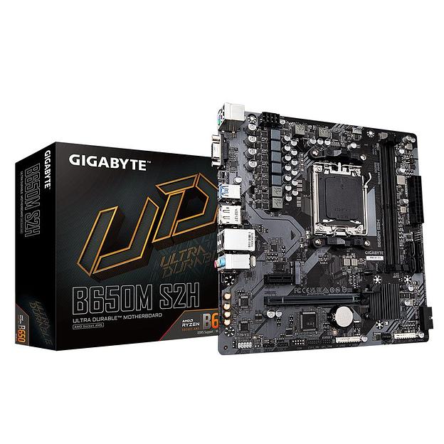 Материнская плата GIGABYTE B650M S2H, AM5, B650, 2*DDR5, DP+HDMI+D-sub, 4 SATA 6 Гб/с, M2, Audio, Gb LAN, USB 3.2, mATX (B650M S2H) фото 1