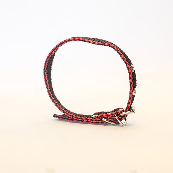 Ошейник капроновый одинарный красно-черный ОПТ фото 2