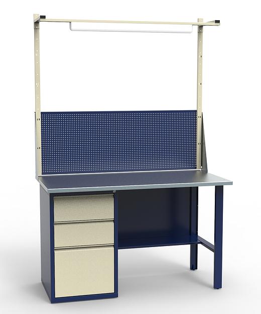 Верстак для слесарных работ СВ-1Т.03.00.14_сб1 в комплекте с перфорированным экраном и встроенным освещением фото 1