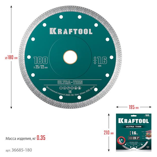 KRAFTOOL ULTRA-THIN 180х1.6 мм ультратонкий алмазный диск (36685-180) фото 8