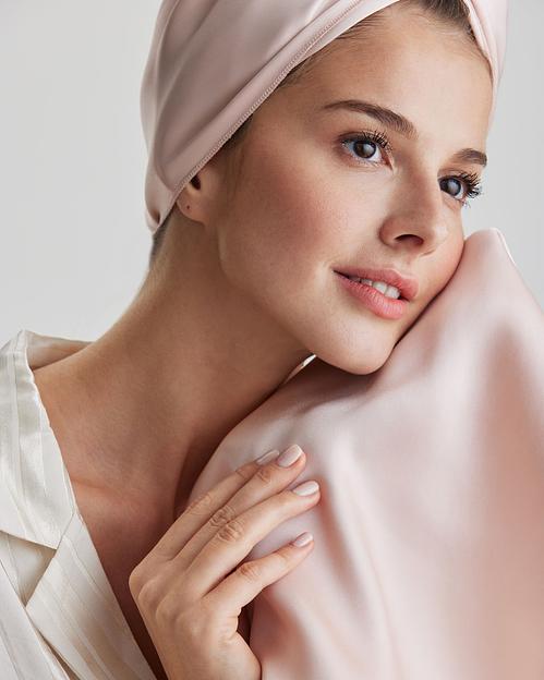 Шёлковое полотенце для волос «Sunset Pink» 45х90 см ОПТ фото 6