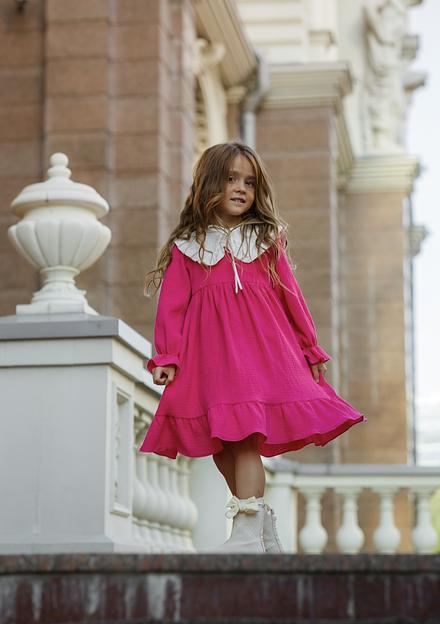 Платье MINI DI «Николь» ярко-розовый, муслин, арт.340/1300 ОПТ фото 2