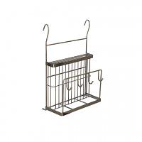 Полка для ножей и досок с крючками (250х130x390мм), бронза фото 1