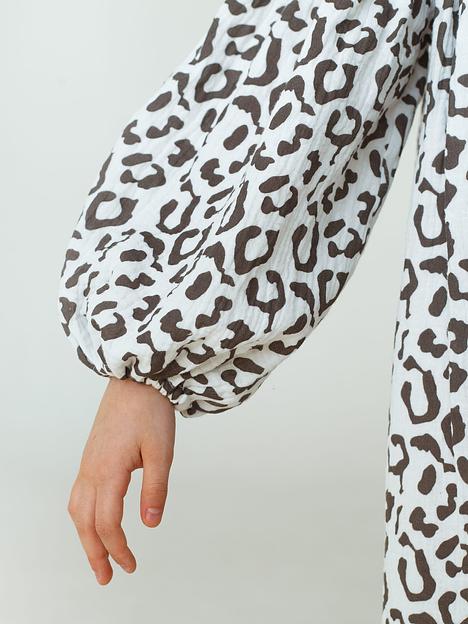 Платье MINI DI «Ева» лео на белом, муслим, арт.270 ОПТ фото 9