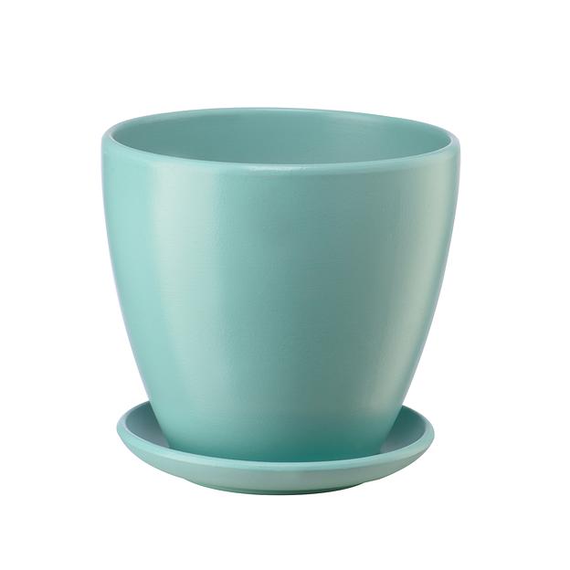 Керамический горшок "Бутон" с подставкой, 1,4л., Д135 Ш135 В130, бирюзовый фото 1