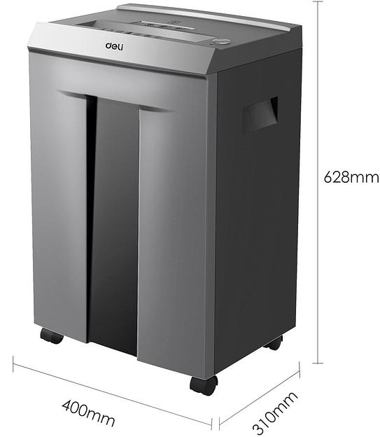 Шредер Deli ET096 серый с автоподачей (секр.P-5) фрагменты 16лист. 30лтр. скрепки скобы пл.карты CD фото 2