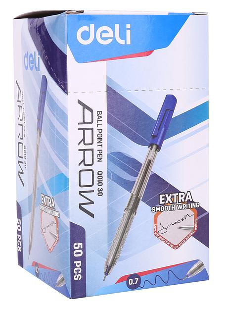 Ручка шариковая Deli EQ01030 0.7мм прозрачный синий синие чернила пластик.стакан фото 3