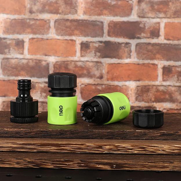 Набор соединителей для шлангов 3 шт 1/2" Deli DL8799 1/2" быстросъемный коннектор с аквастопом, 1/2" быстросъемный коннектор, штуцер 1/2"-3/4", ударопрочный пластик фото 6