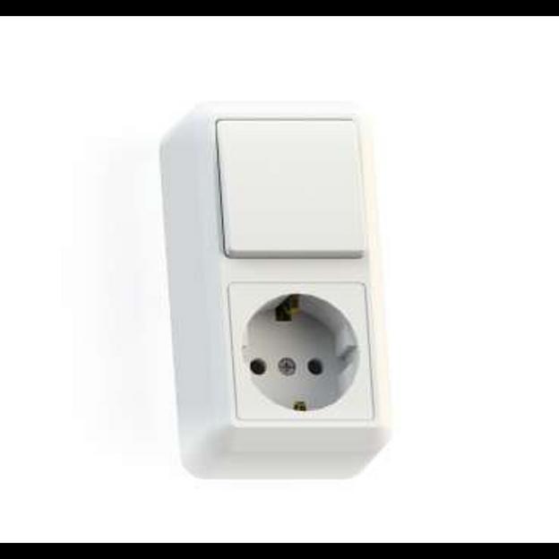 Блок комбинированный ОП БКВР-405 Оптима (1-кл. выкл. + розетка с заземл.) бел. Кунцево 8064 фото 1