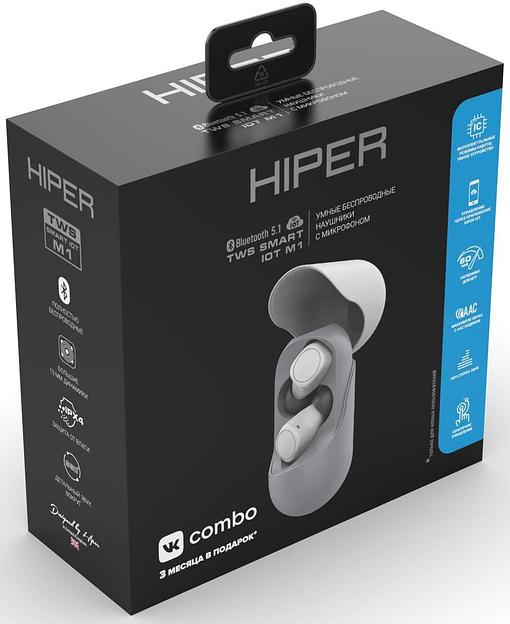 Гарнитура вкладыши Hiper TWS Smart IoT M1 серый беспроводные bluetooth в ушной раковине (HTW-M10) фото 5