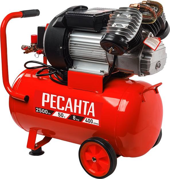 Компрессор поршневой Ресанта КП-50/400М масляный 400л/мин 50л 2500Вт красный/черный фото 1