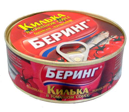 Килька неразделанная в томатном соусе, Беринг, 240 г, ГОСТ ОПТ фото 1