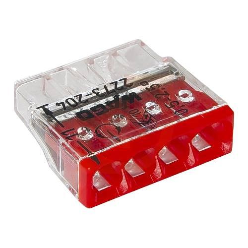 Клемма 4x2.5мм красная/прозрачная (2273-204) фото 1