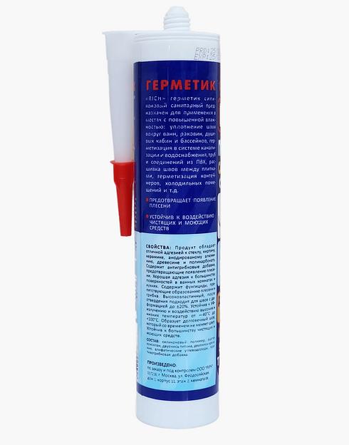 Герметик силиконовый Rich санитарный 280 мл прозрачный фото 3