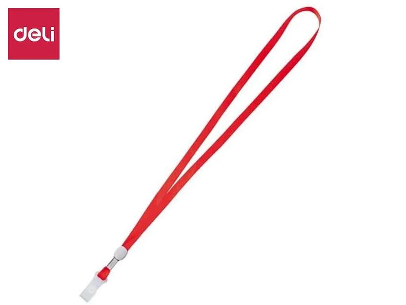 Шнурок для бейджа, зажим на кнопке, длина 48.5 см, красный ОПТ фото 1