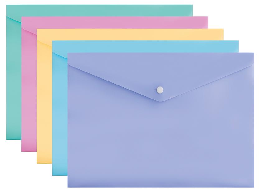 Конверт на кнопке Бюрократ Pastel -PKPAST/PINK A4 пластик 0.18мм розовый фото 3