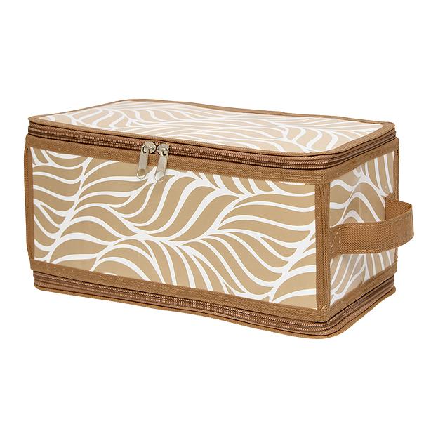 Короб складной на молнии "Листья",  Д300 Ш150 В150, бежевый фото 1